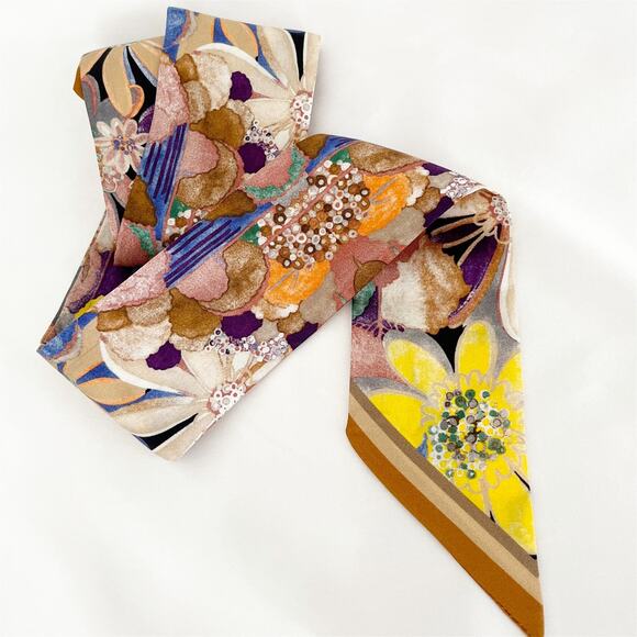 TWILLY Silk Midnight Park Twill Band Headband Scarf - Picture 2 of 11